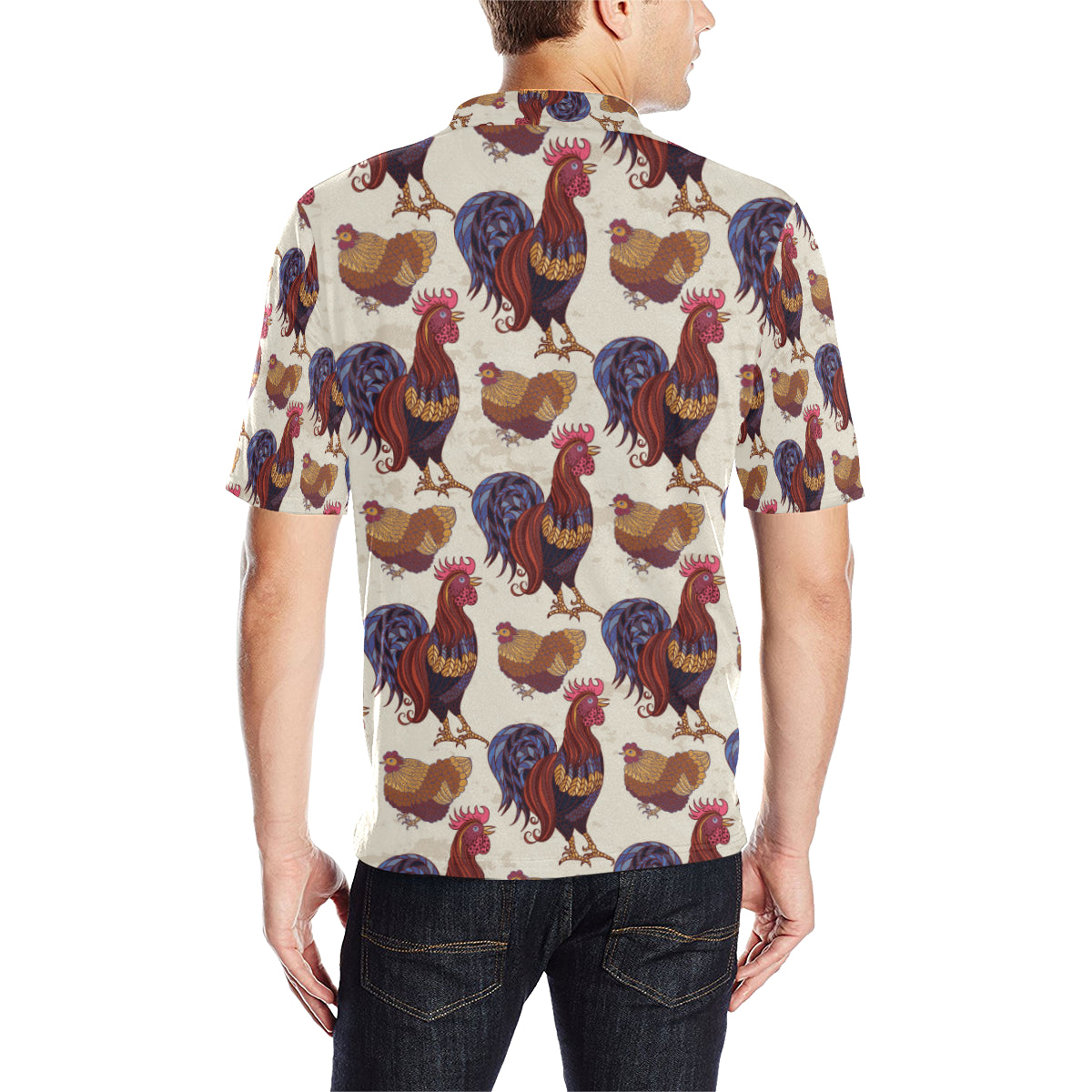 Rooster Pattern Print Design A03 Men Polo Shirt
