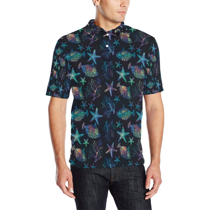 Starfish Pattern Print Design 01 Men Polo Shirt