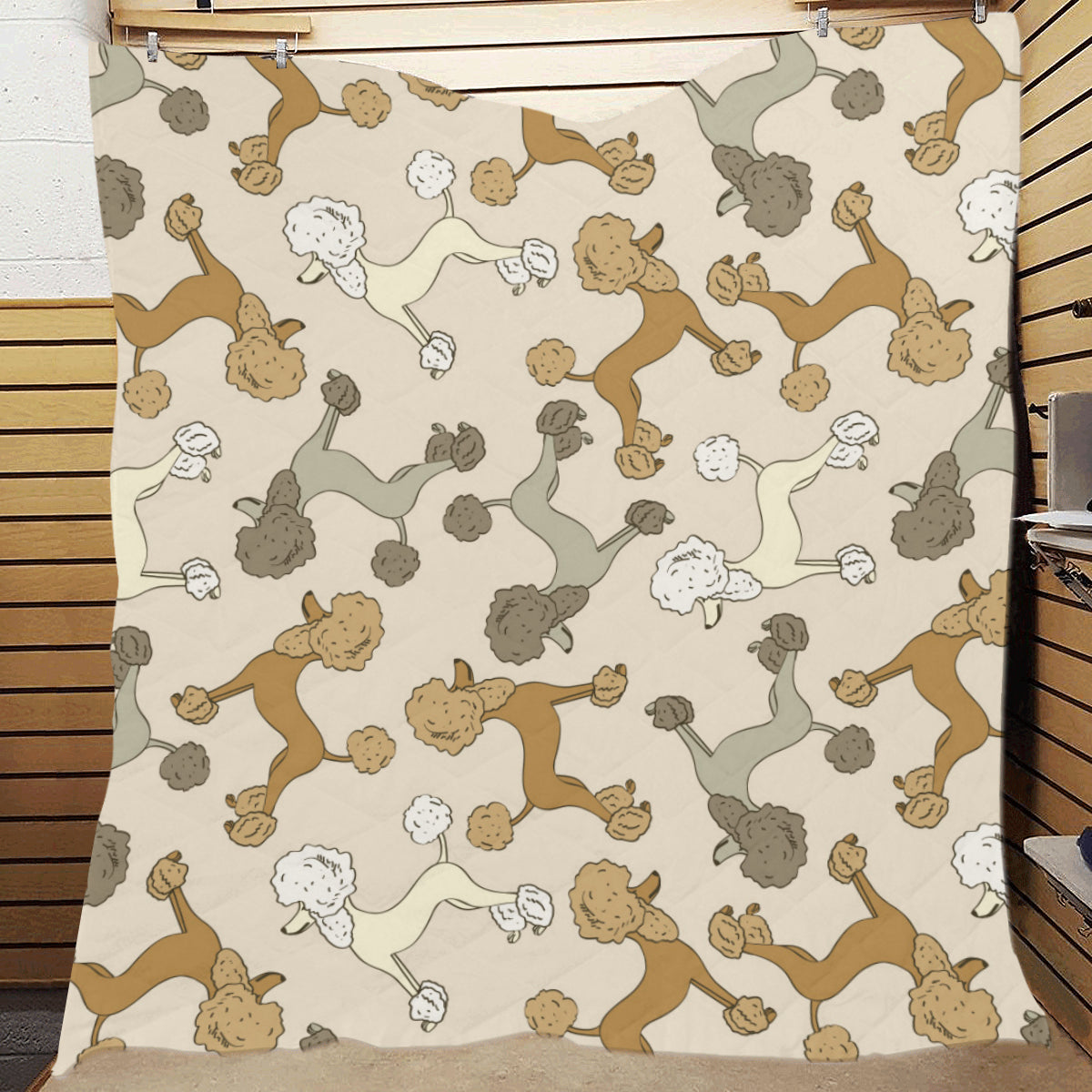 Poodle Pattern Print Design A01 Premium Quilt