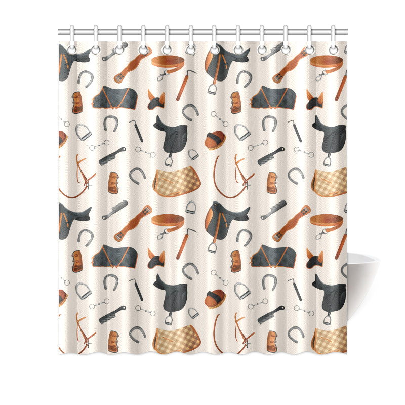 Equestrian Equipment Print Pattern Shower Curtain