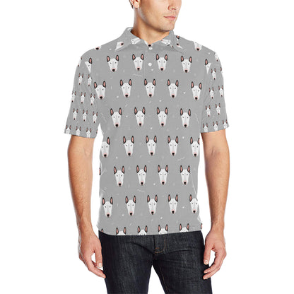 Bull Terrier Head Print Pattern Men Polo Shirt