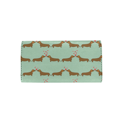 Dachshund Pattern Print Design 02 Women's Trifold Wallet