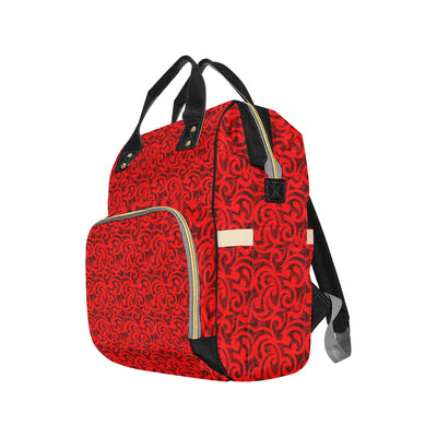 Maori Red Themed Design Print Diaper Bag Backpack