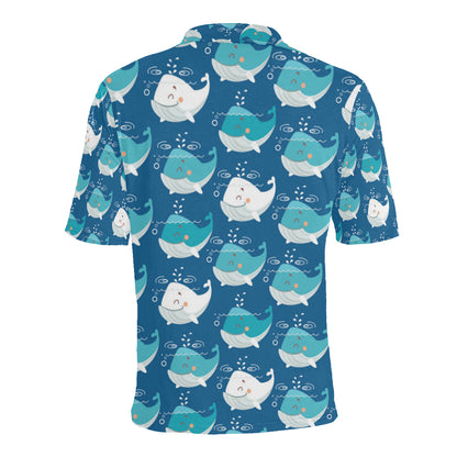 Blue Whale Pattern Print Design 01 Men Polo Shirt
