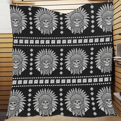 Native American Indian Skull Premium Quilt