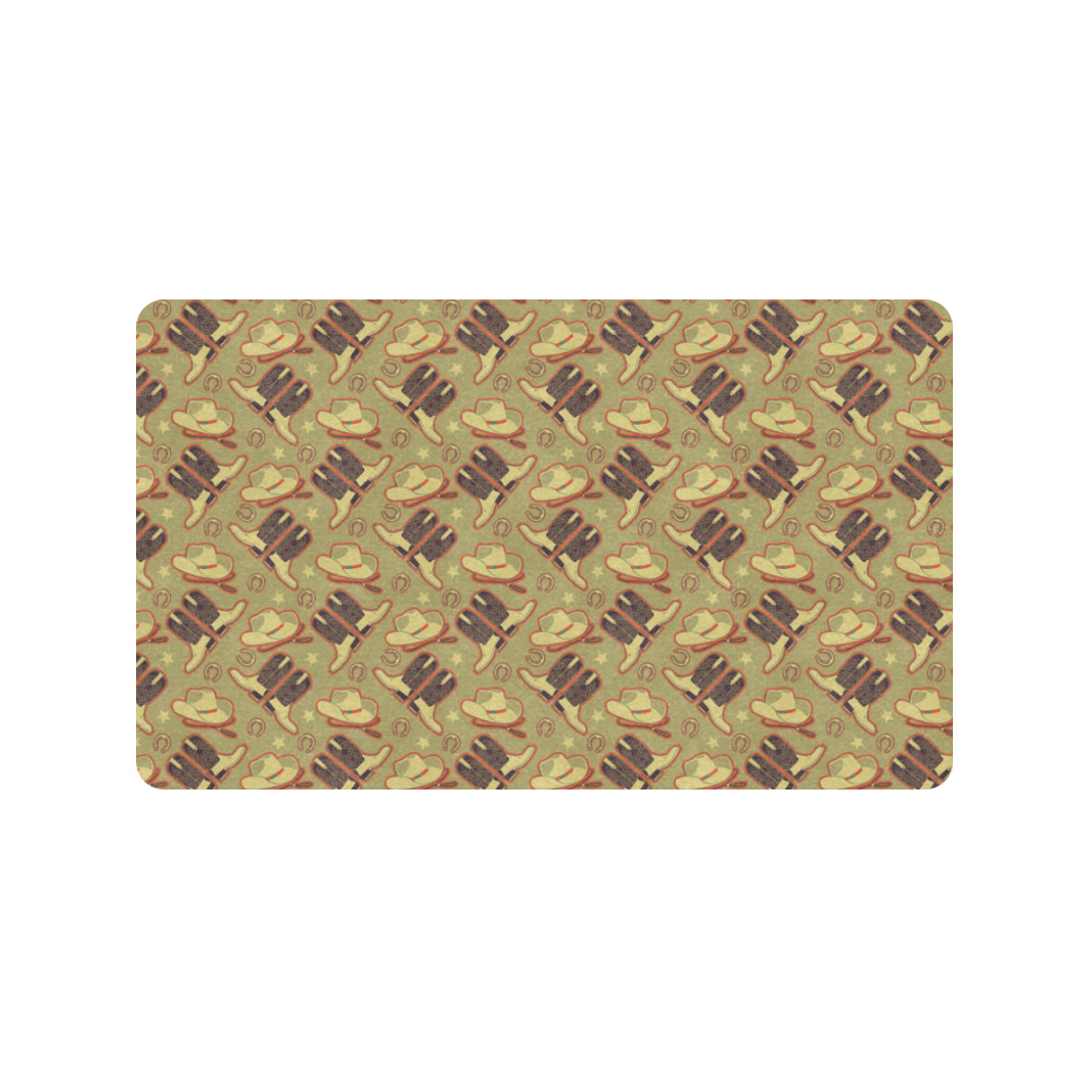 Western Cowboy Themed Rubber Doormat