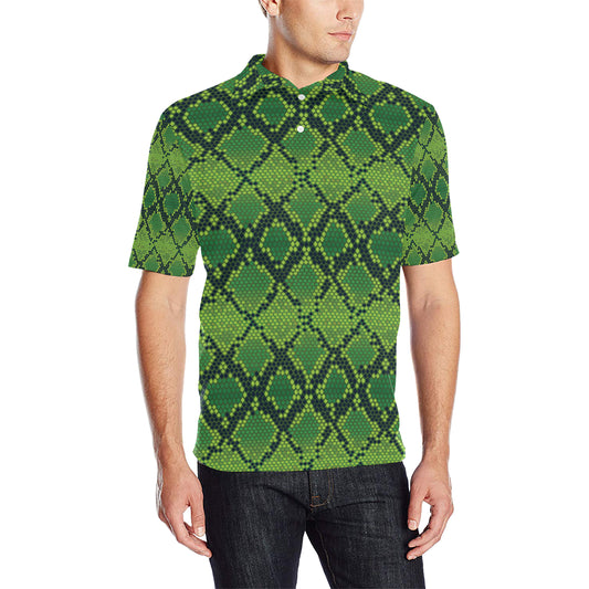 Python Green Pattern Print Design A01 Men Polo Shirt