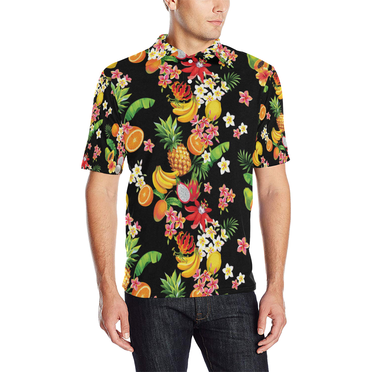 Tropical Fruits Pattern Print Design TF02 Men Polo Shirt