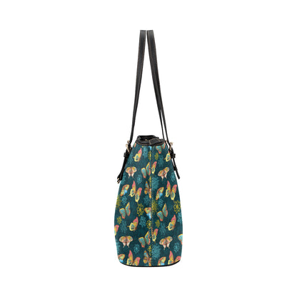 Butterfly Hand Draw Print Pattern Leather Tote Bag