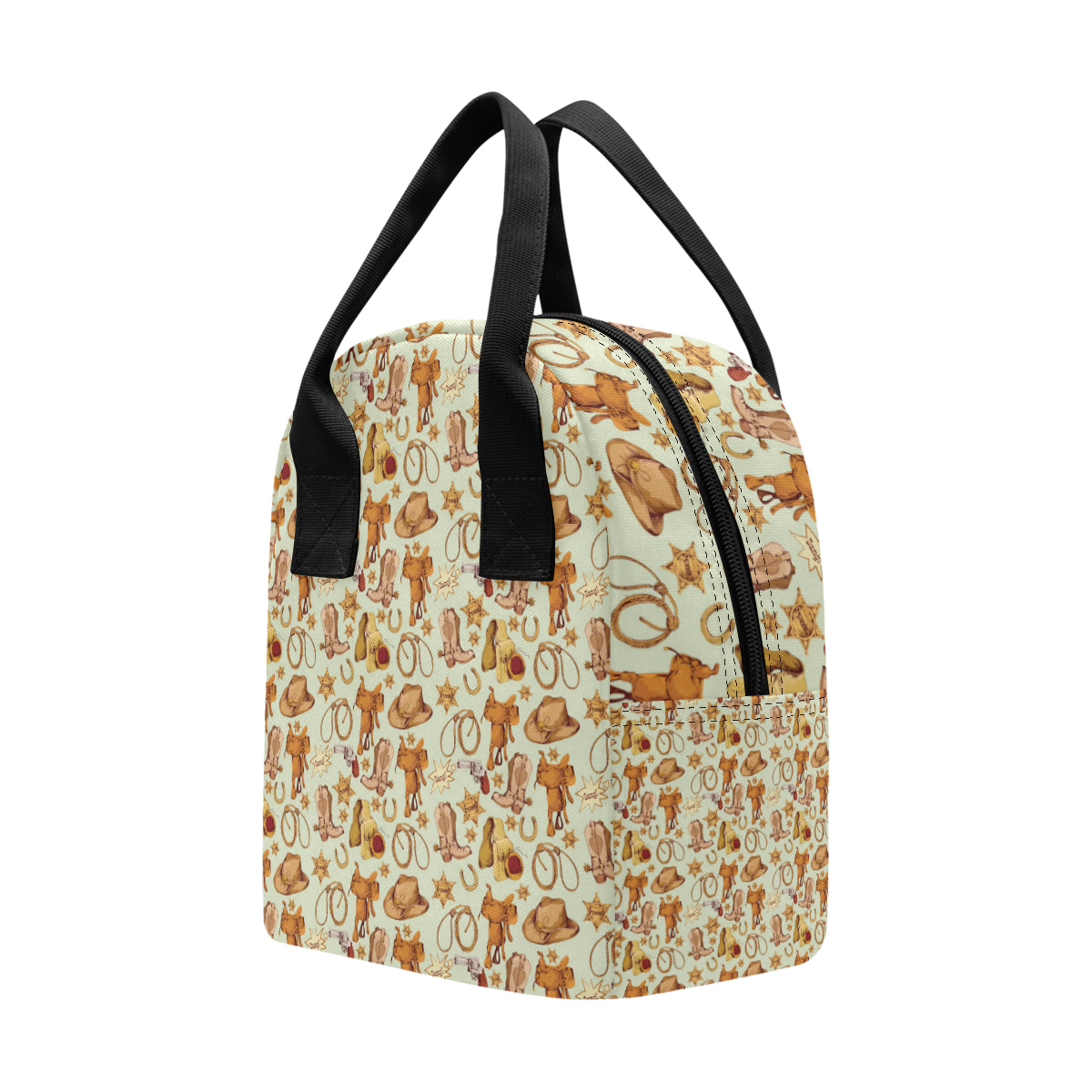 Western Cowboy Design Pattern Insulated Lunch Bag