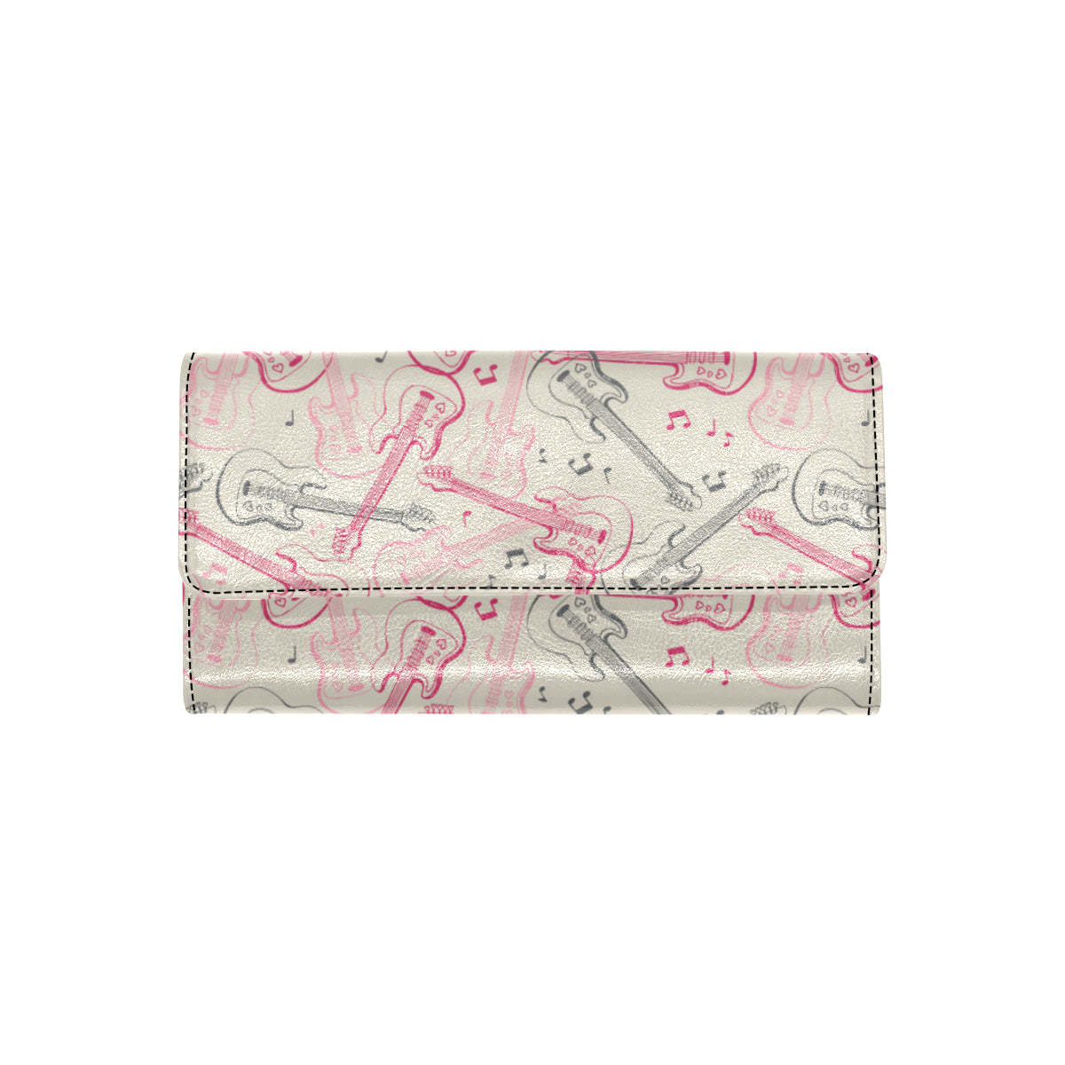 Bass Guitar Pattern Print Design 02 Women's Trifold Wallet