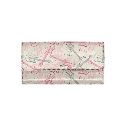 Bass Guitar Pattern Print Design 02 Women's Trifold Wallet