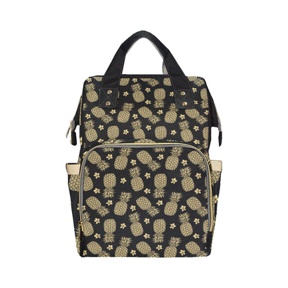 Gold Pineapple Hibiscus Diaper Bag Backpack