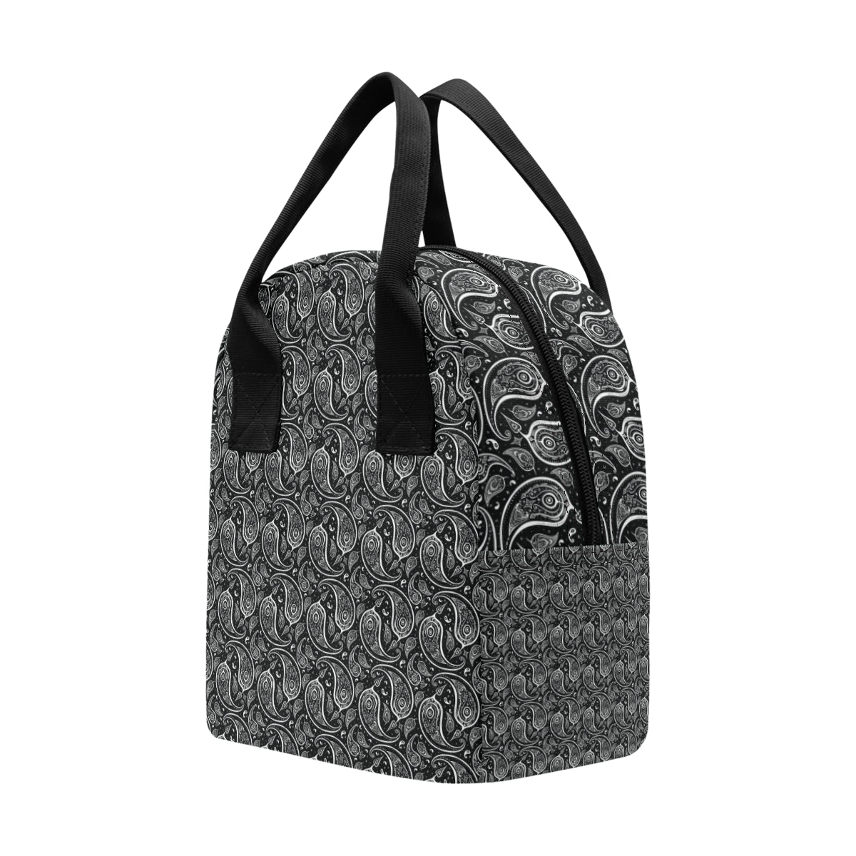 Paisley Black Design Print Insulated Lunch Bag