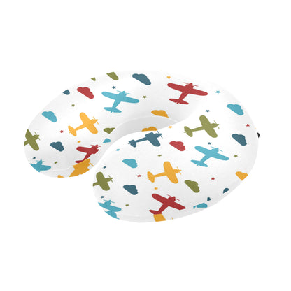 Airplane Pattern Print Design 06 U-Shaped Travel Neck Pillow