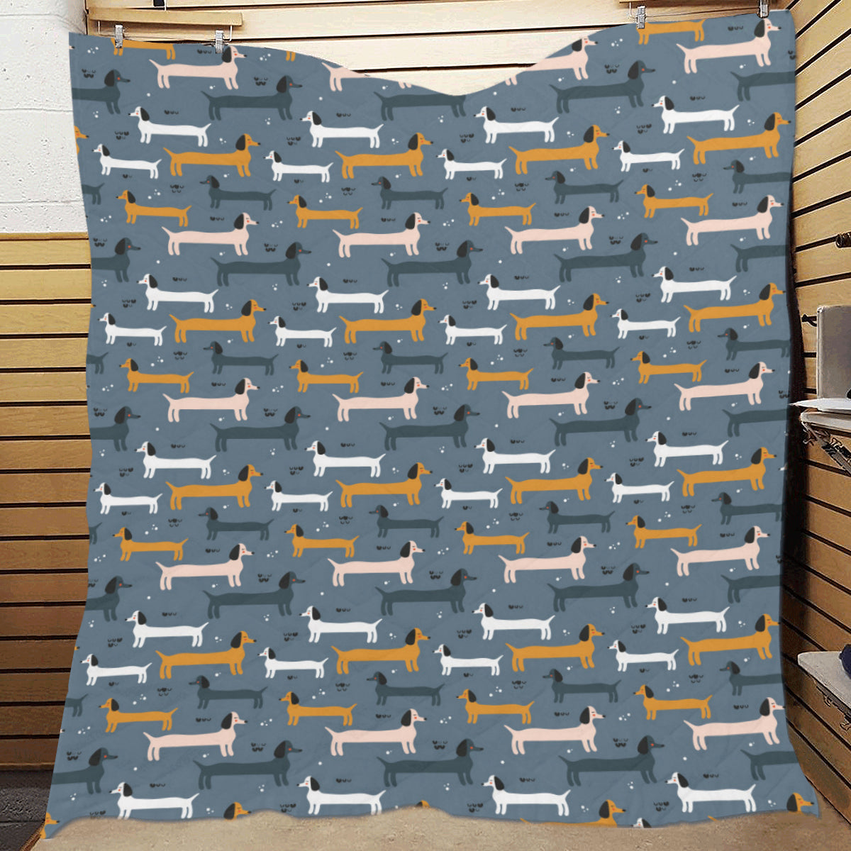 Dachshund Pattern Print Design 012 Premium Quilt