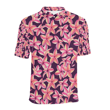 Purple Plumeria Pattern Print Design PM010 Men Polo Shirt