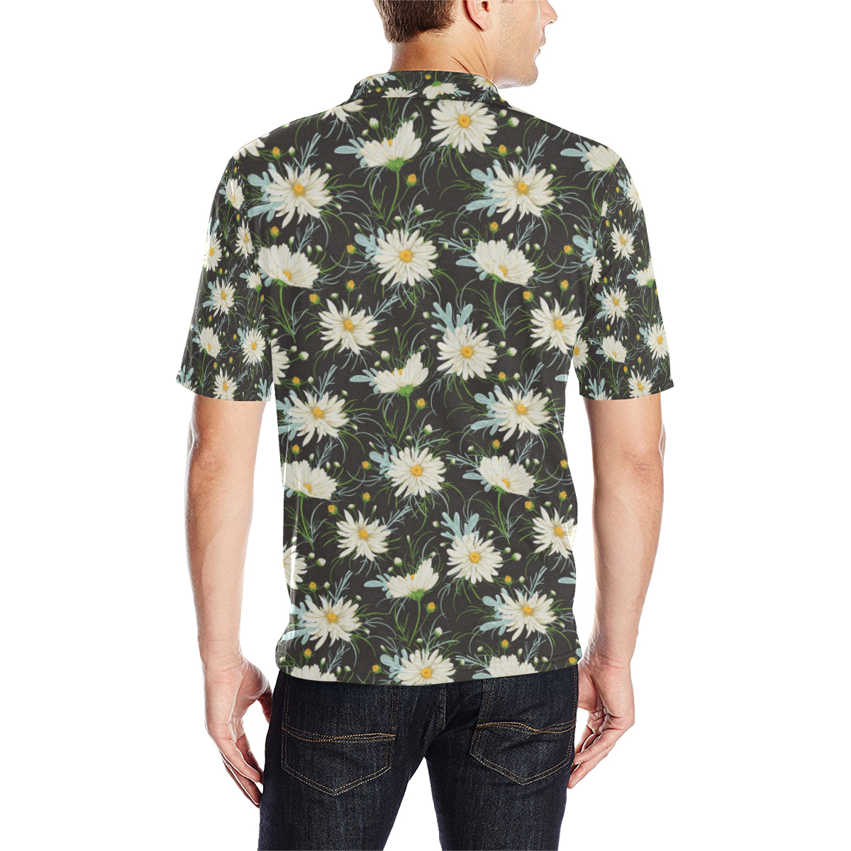 Daisy Pattern Print Design DS08 Men Polo Shirt