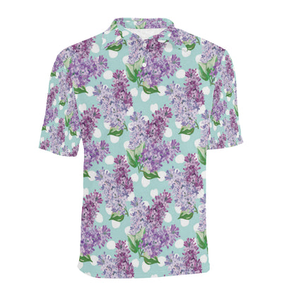 Lilac Pattern Print Design 02 Men Polo Shirt