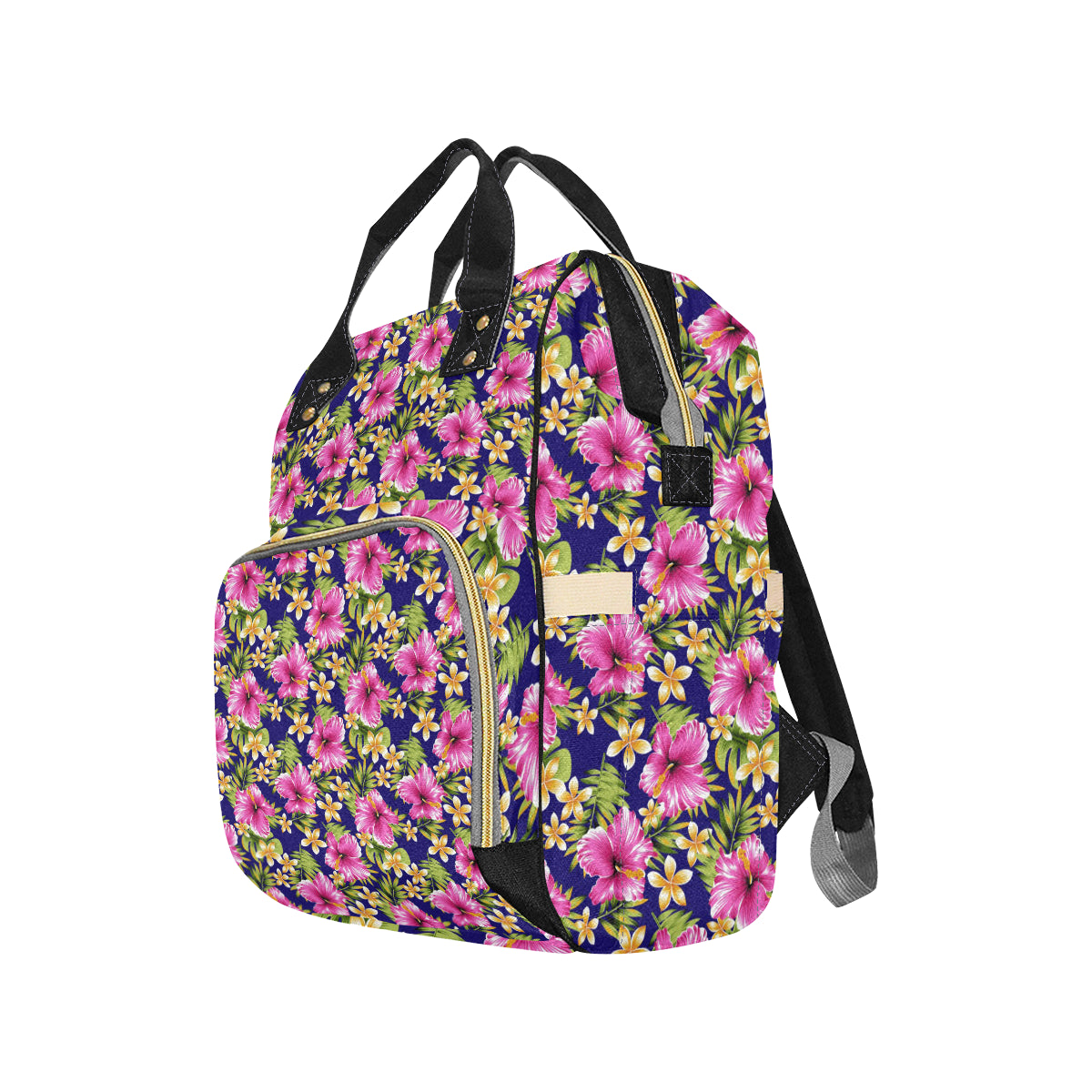 Pink Hibiscus Pattern Print Design HB027 Diaper Bag Backpack