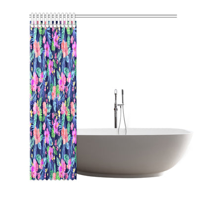 Neon Hibiscus Pattern Print Design HB016 Shower Curtain