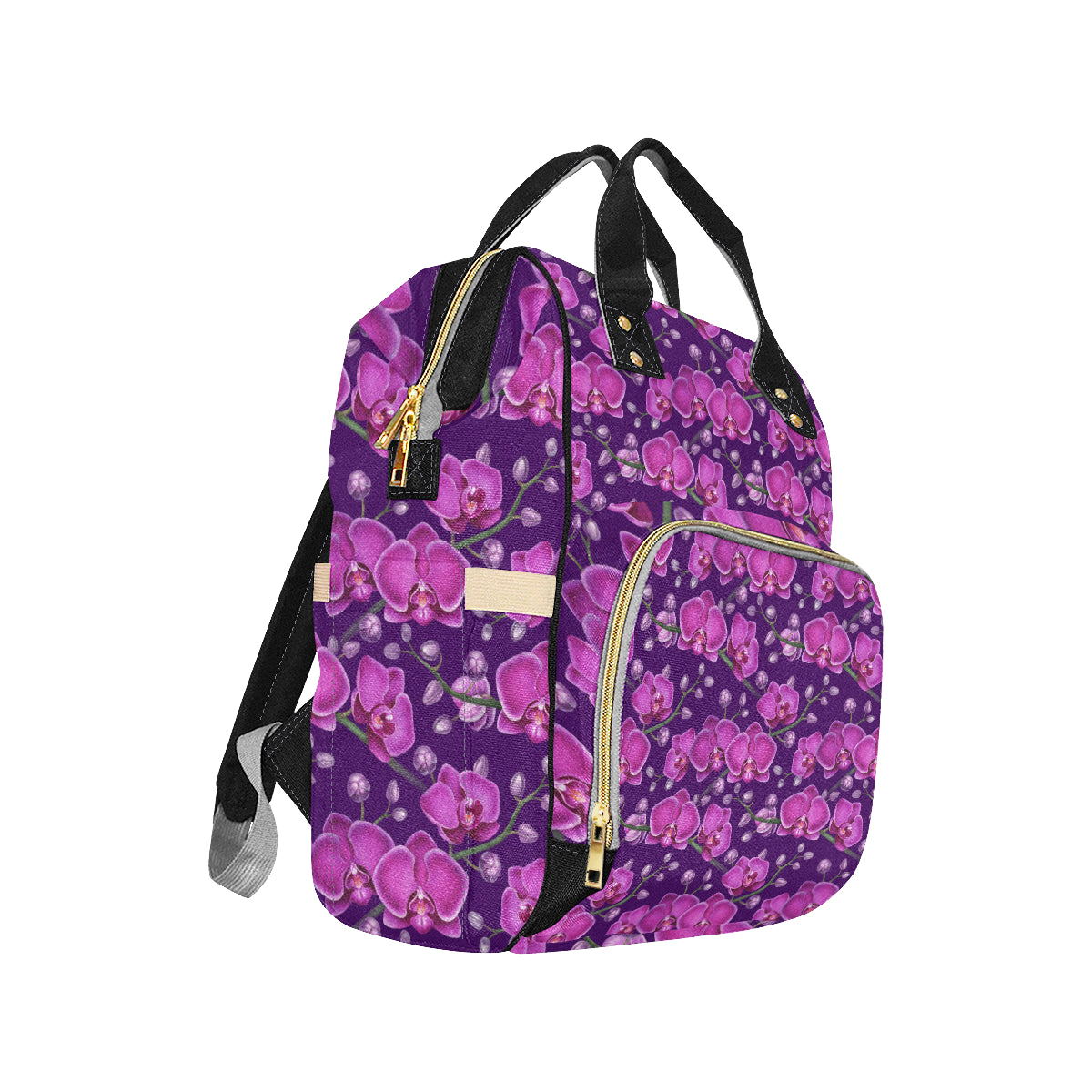 Orchid Pattern Print Design A03 Diaper Bag Backpack