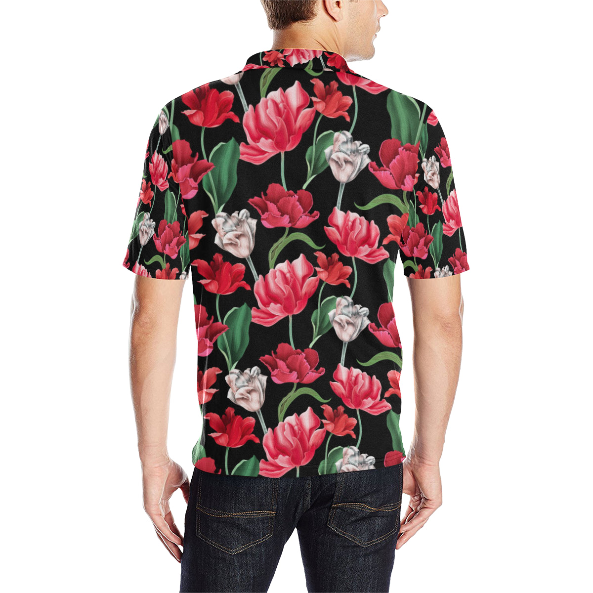 Tulip Pattern Print Design TP08 Men Polo Shirt