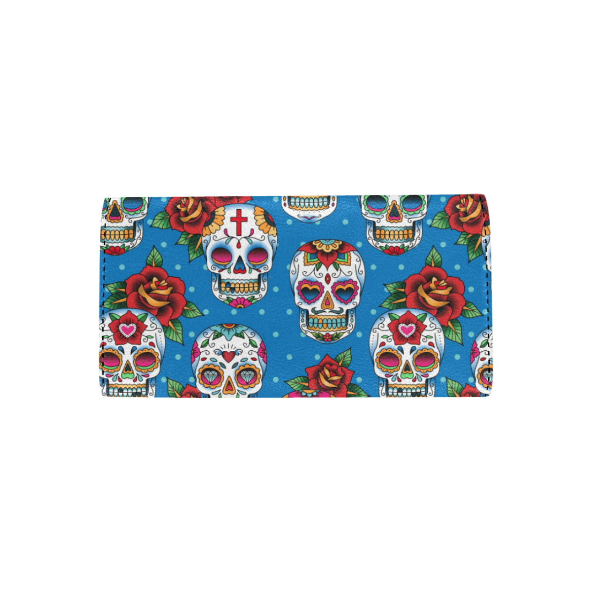 Sugar Skull Rose Pattern Women's Trifold Wallet