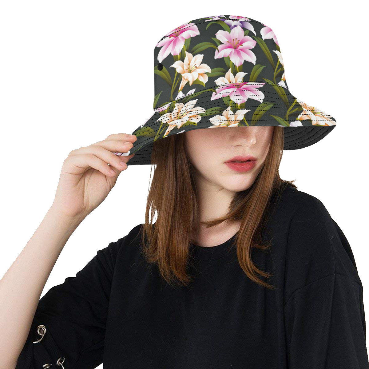 Lily Pattern Print Design LY01 Unisex Bucket Hat
