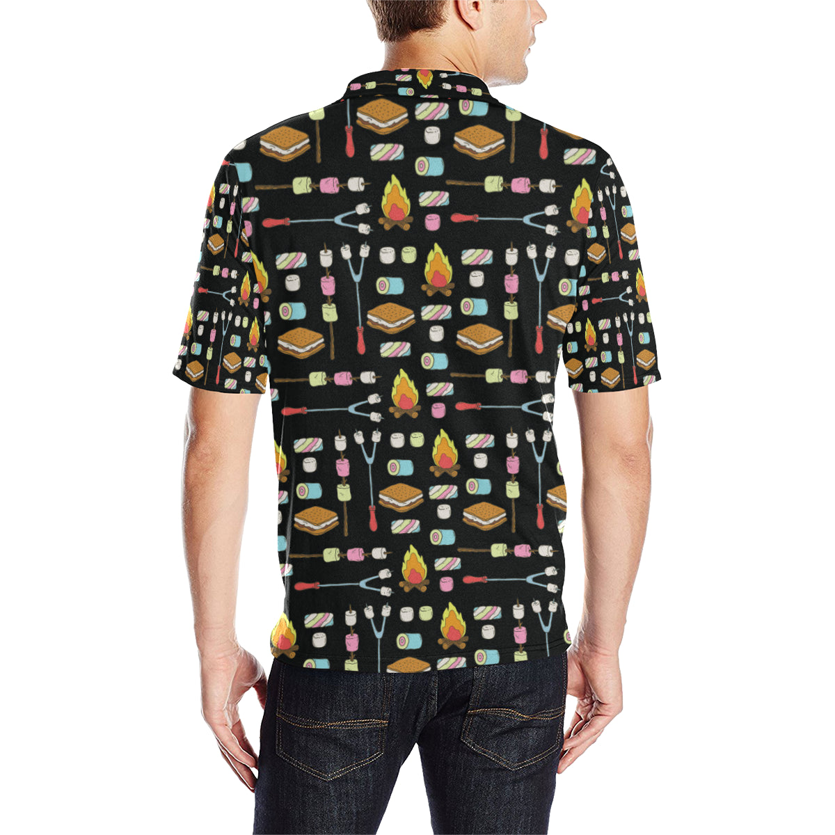 Camping Campfire Marshmallows Men Polo Shirt