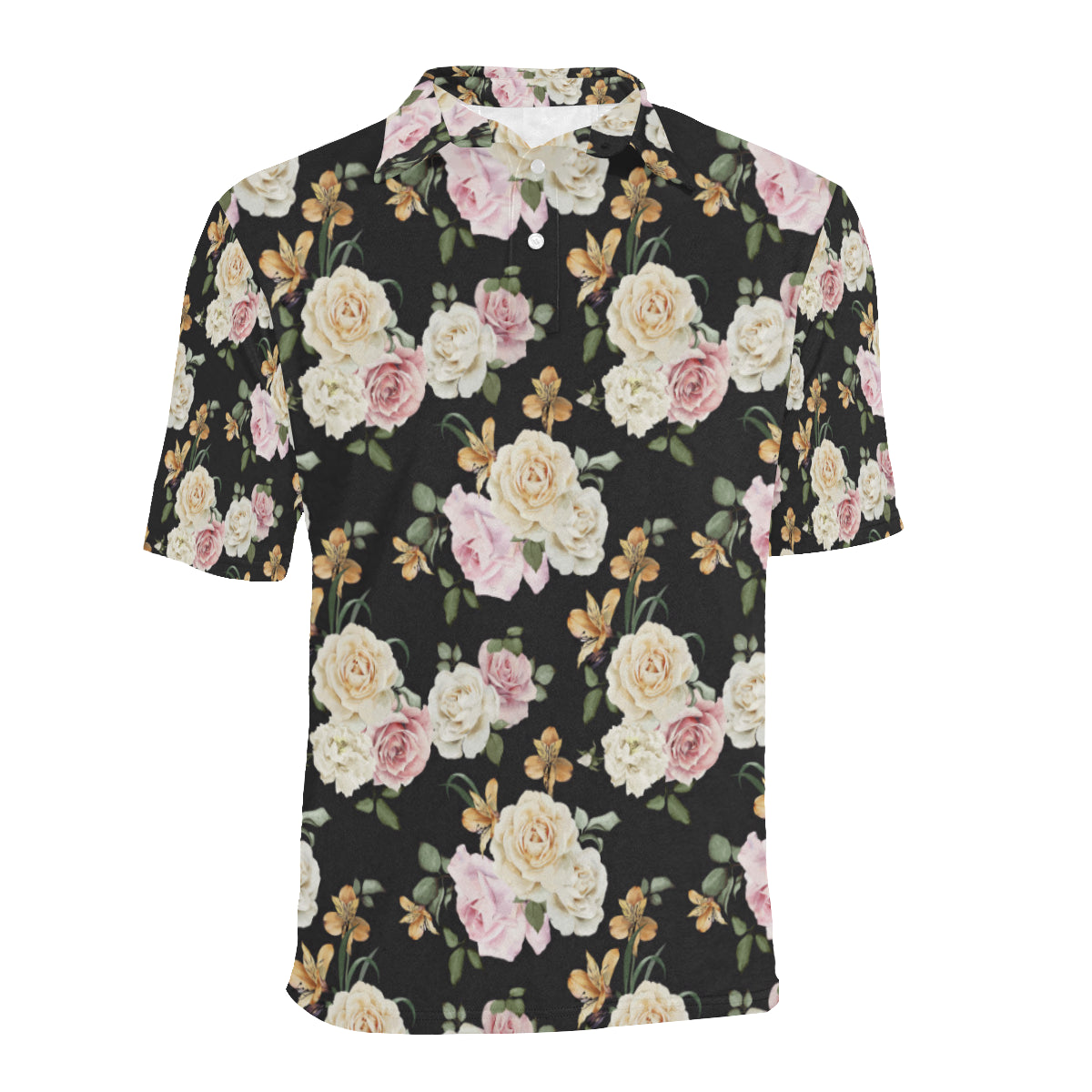Rose Pattern Print Design A01 Men Polo Shirt