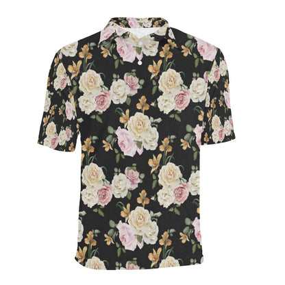 Rose Pattern Print Design A01 Men Polo Shirt