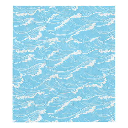 Ocean Wave Pattern Print Design A01 Premium Quilt