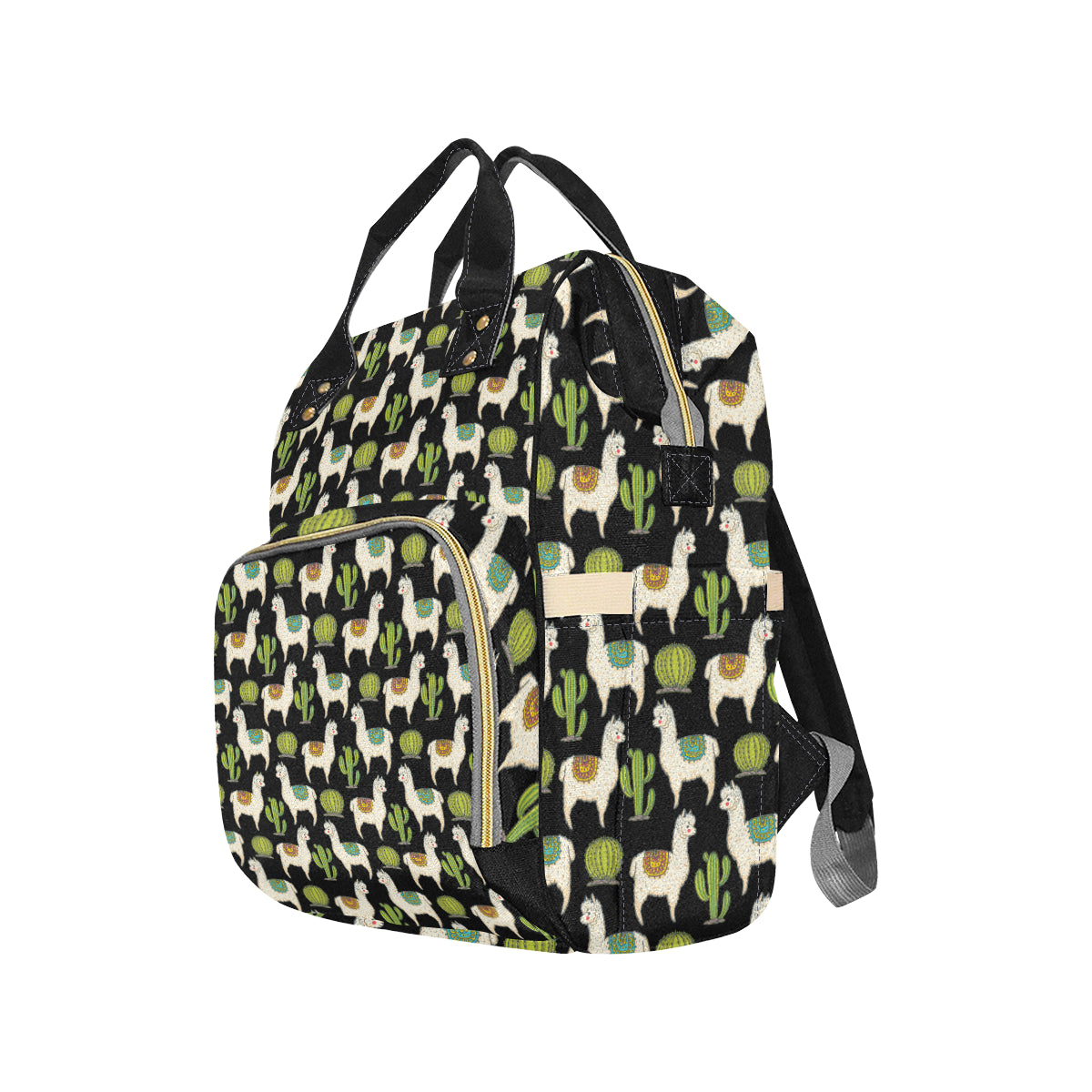 Alpaca Cactus Pattern Print Design 07 Diaper Bag Backpack