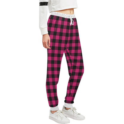 Pink Tartan Plaid Pattern Unisex Sweatpants