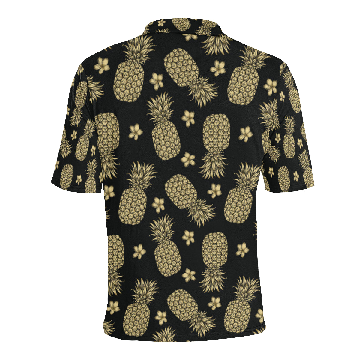 Gold Pineapple Hibiscus Men Polo Shirt