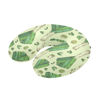 Leek Pattern Print Design 04 U-Shaped Travel Neck Pillow