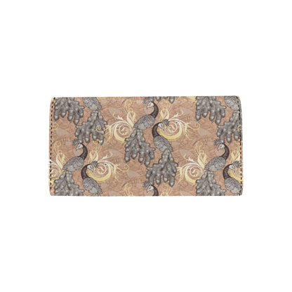 Peacock Pattern Print Design A05 Women's Trifold Wallet