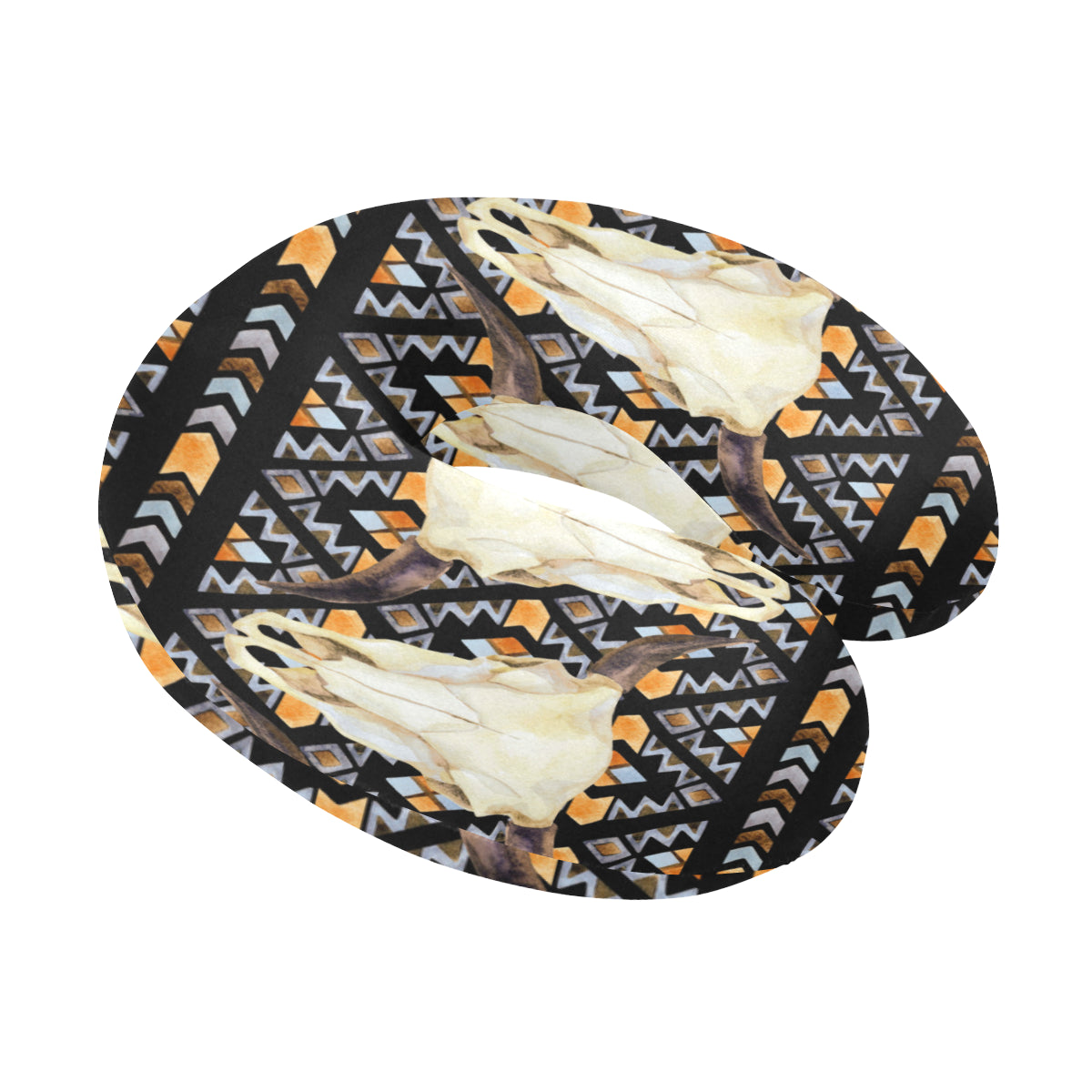 Buffalo Head Pattern Print Design 03 U-Shaped Travel Neck Pillow