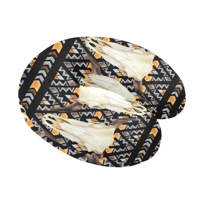 Buffalo Head Pattern Print Design 03 U-Shaped Travel Neck Pillow