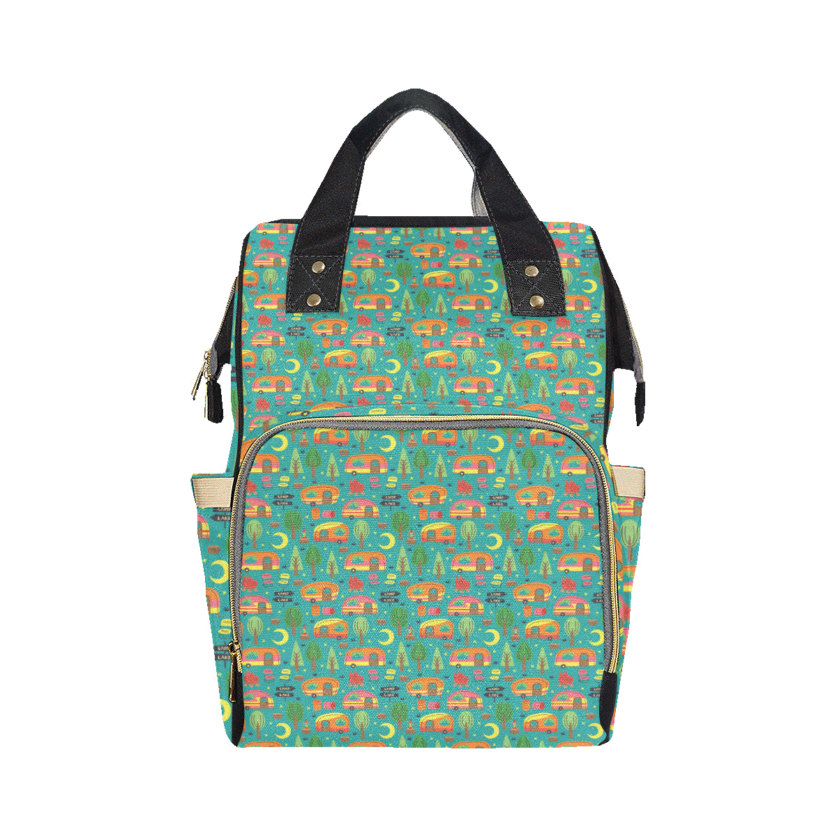Camping Camper Pattern Print Design 05 Diaper Bag Backpack