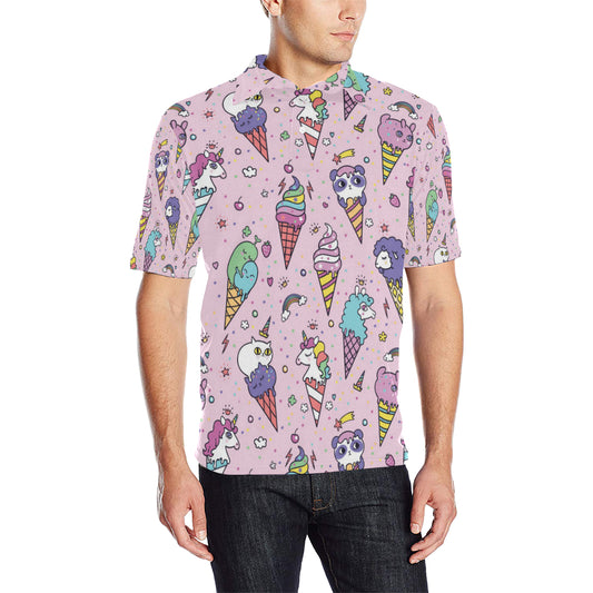 Ice Cream Pattern Print Design IC05 Men Polo Shirt