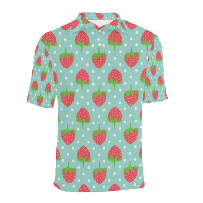 Strawberry Pattern Print Design SB06 Men Polo Shirt