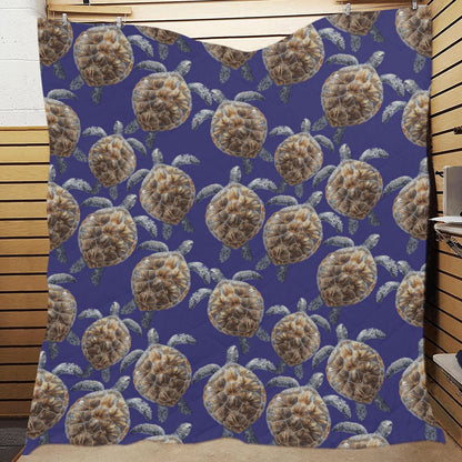 Sea Turtle Pattern Print Design T05 Premium Quilt