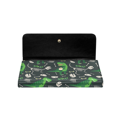 T Rex Pattern Print Design A05 Women's Trifold Wallet