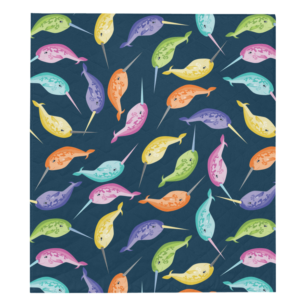 Narwhal Colorful Pattern Print Design 03 Premium Quilt
