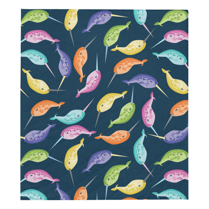 Narwhal Colorful Pattern Print Design 03 Premium Quilt