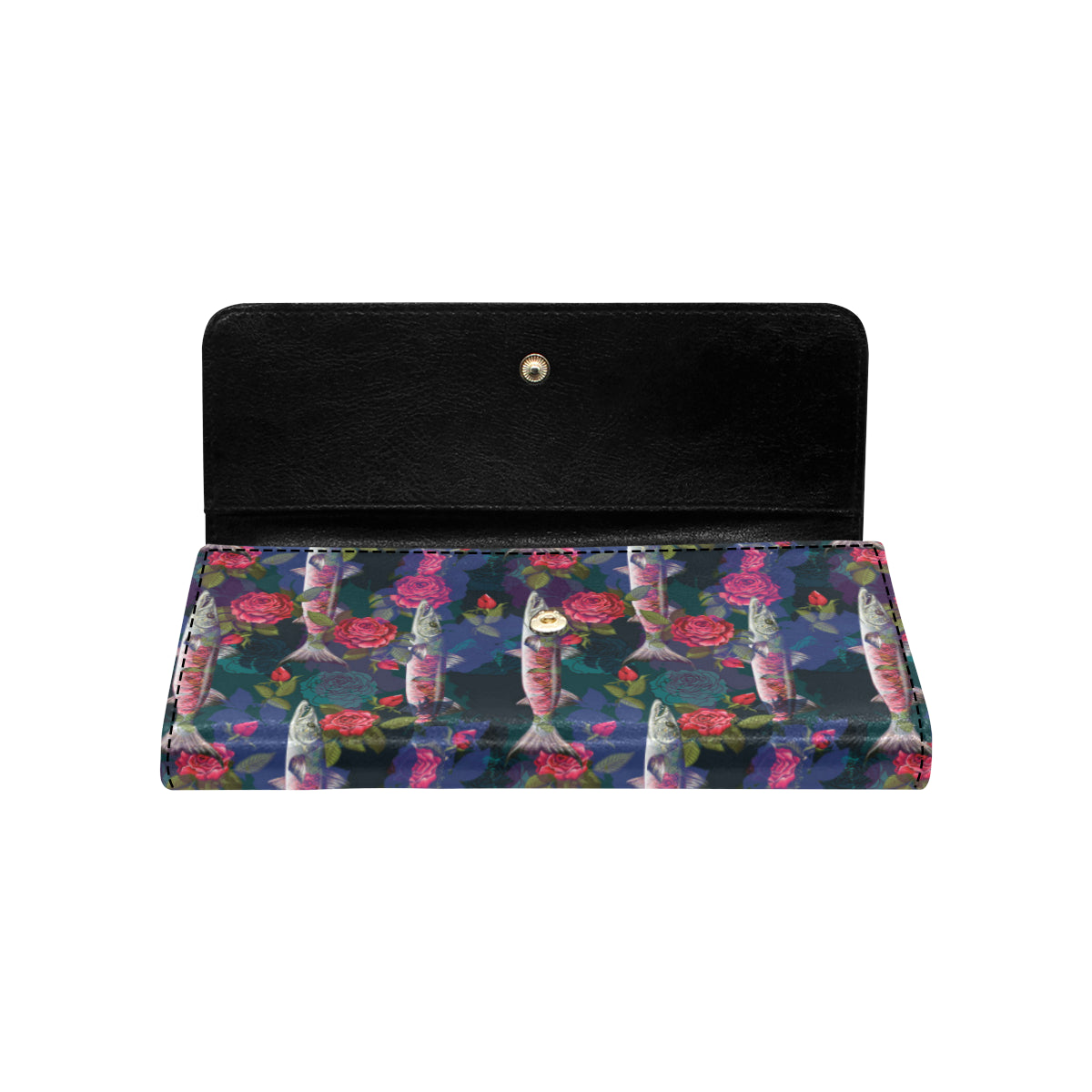 Barracuda with Folwer Pattern Print Design 01 Women's Trifold Wallet