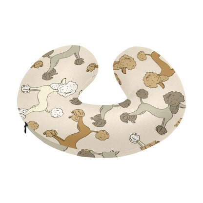 Poodle Pattern Print Design A01 U-Shaped Travel Neck Pillow