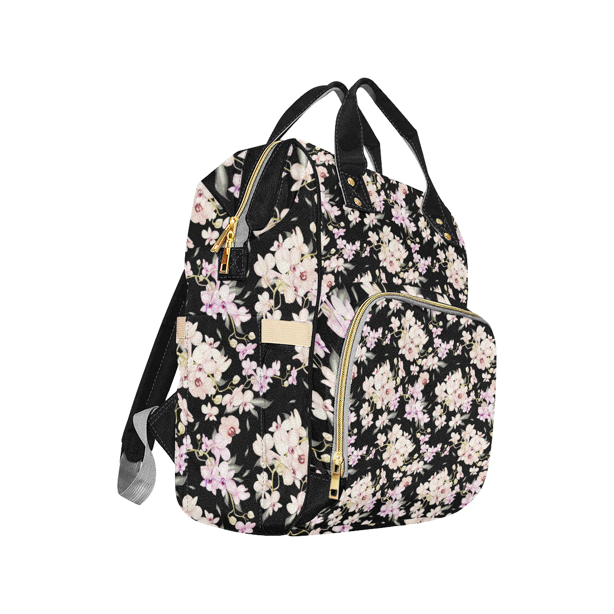 Orchid White Pattern Print Design OR03 Diaper Bag Backpack